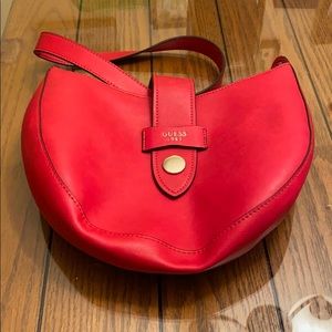 Red Leather Guess Shoulder Bag